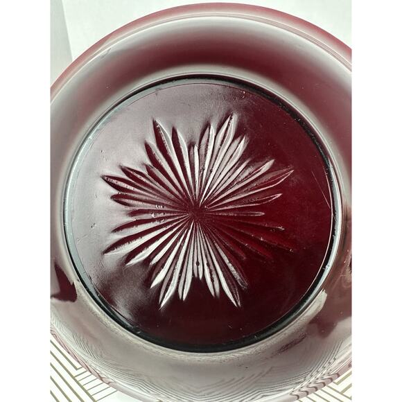 Vintage Anchor Hocking Ruby Red Glass 11.5" Serving Salad Pasta Bowl - Picture 1 of 5